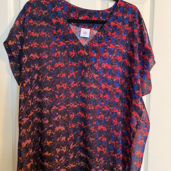 Cabi 3428 Bonus Blouse Top Large Abstract Houndstooth Sheer - Picture 3 of 3